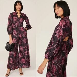 Kahindo Luo Tie Dye Wide Leg‎ Long Sleeve Fireworks Jumpsuit Size 6